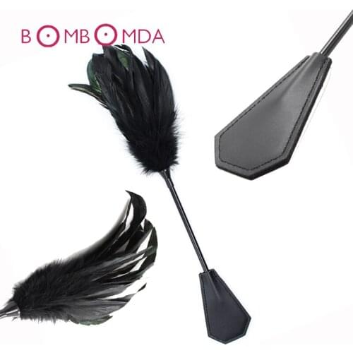 Sex Feather Whips Fetish Feather Spanking Paddle Feather Flirting Whip Romantic Massage Tickler Black Flogger For Adult Games