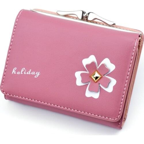 Cute Wallets Leather Women Wallets Fashion Short Wallet Student Coin Purse Card Holder Ladies Clutch Bag Flowers Female Purse