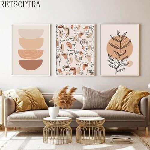 Nordic Minimalist Abstract Face Line Tree Decorative Art Canvas Painting Living Room Bedroom Triple Wall Print Poster Picture