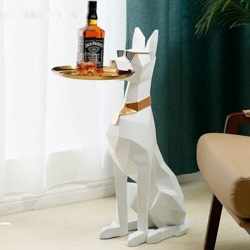 Nordic Home Decor Doll Dog Tray Statue Creative Living Room Sculpture Large Floor Dog Statue Decoration Crafts Home Accessories
