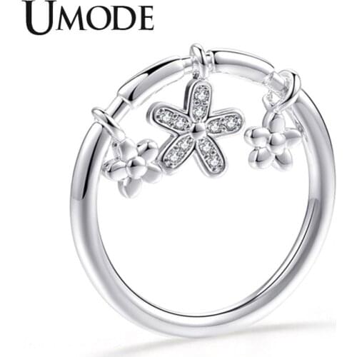 UMODE Cute Flower Rings for Women Engagement Finger Rings Fashion Pendant Ring for Gift Girl Designer Jewelry Accessories UR0494