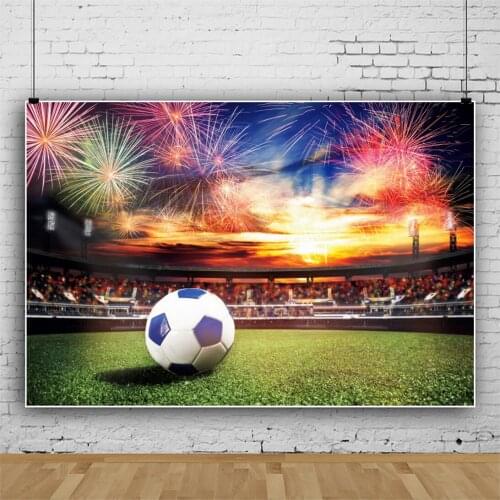 Vinyl Backgrounds For Photography Soccer Football Champion Match Goal Fireworks Celebration Child Portrait Photographic Backdrop
