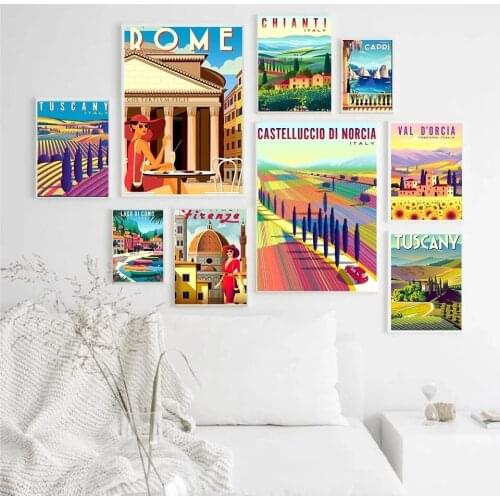 Hd Print Vintage Art Painting Italy Rome Capri Tuscany Retro Posters Prints Travel Cities Landscape Wall Art Picture Bedroom