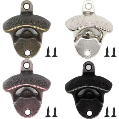 Cheers Bottle Opener Wall Mounted Vintage Retro Bar Beer Opener Tools Cafe Wall Decoration Four Colors Available with Screws