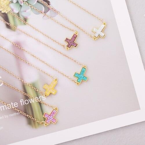 Explosive fashion multicolor cross simple necklace female Japanese and Korean fashion and elegant accessories