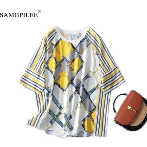 T Shirt Oversized 2021 Summer New Korean Style Raglan Short Sleeve Geometric Printing Thin Chiffon Loose Female T-shirts 4XL