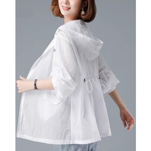 2020 Summer New Thin Jacket Women Hooded Overalls Sunscreen Windbreaker Female Jackets Sunscreen Clothing Outerwear Plus Size