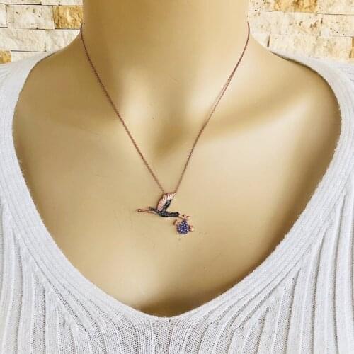 Mother Bird 925 Sterling Silver Necklace Women Girls Gift Jewelry Accessories Fashion Handmade Elegant Chain