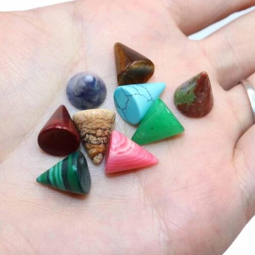 10Pcs / Lot 8 10mm Natural Agates Quartz Jades Tiger Eye Cone Shape Cabochon Stone Beads Fashion DIY For Jewelry Accessories