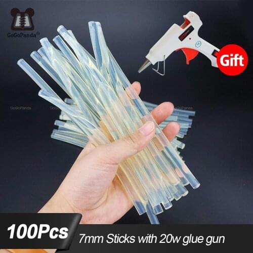 100PCS Non-Toxic 7 * 190mm Adhesive Craft Sticks Desinger Power Tool Hot Melt Glue Sticks Transparent with Gift
