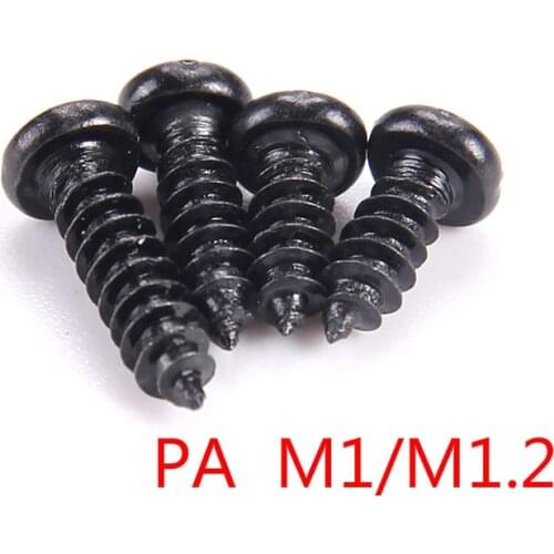100pcs PA Self Tapping Screws M1 M1.2 Small Phillips Pan Head Laptop Screws computer screw Black