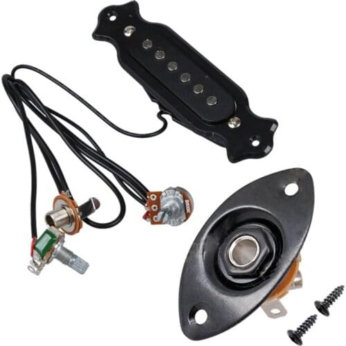 1x Magnetic Acoustic Pickup for Guitar Black & 1x Oval Indented Guitar Jack Plate30 BK Oval Indented Guitar Jack Plate