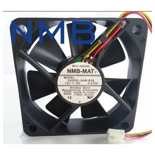 2pcs 2406GL-04W-B29 6015 60x60x15mm 60mm 12V 0.072A 3-wireServer Inverter cooling fan