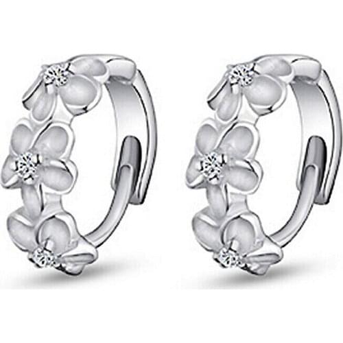 38% Off Crystal Earring Men silver plated Jewelry Women flower Earings Accessories Wedding Plata Stud Earrings S stamp