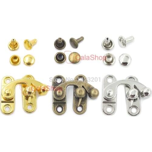 60 Set / Lot 25mmx29mm Swing Bag Chest Clasp Latches Lock With Double Cap Stud For Closure Purse Boxes Suitcase Buckle Wholesale