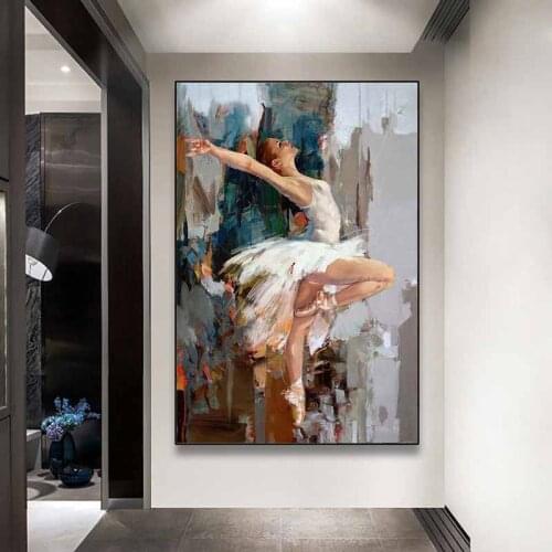 Abstract Ballet Girl Oil Painting on Canvas Posters and Prints Dancing Ballerina Wall Art Cuadros Picture for Living Room Decor