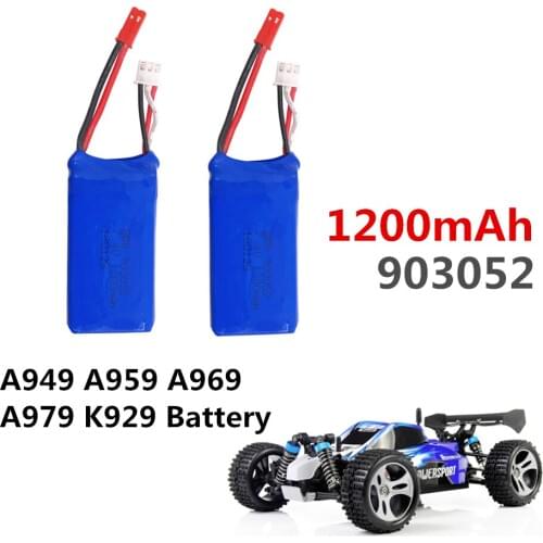2pcs LiPo RC Drone Battery 7.4V 1200mah Battery For Wltoys A949 A959 A969 A979 K929 RC Helicopter Airplane Car Boat 903052