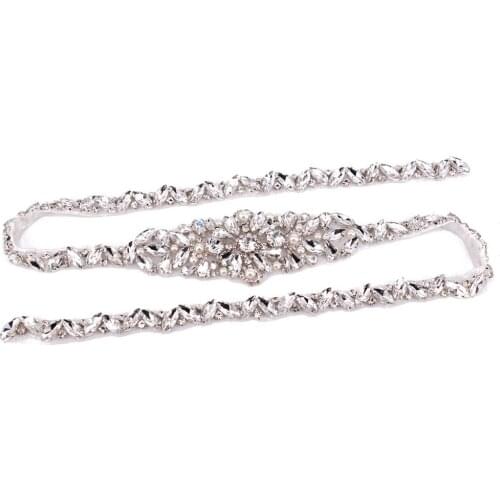 Handmade Hot Fix Rhinestones Appliques Accessory Full Length Rhinestone Appliques Sewing On Trims For Wedding Dresses Belt Patch