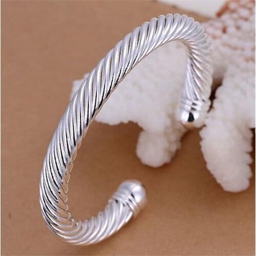 B030 Fashion Silver Color Charm Bangle Cuff Bracelet Bangles For Women Jewelry Gift Bangles Twisted Bracelets /ajyajbfa