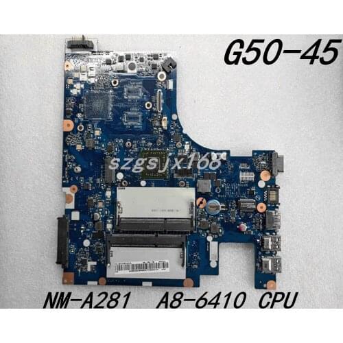 Free shipping For Lenovo G50-45 Laptop Motherboard ACLU5/ACLU6 NM-A281 with A8-6410 CPU G50-45 mainboard motherboard 100% Tested