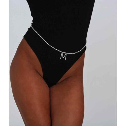 Twenty-six Letter DIY Rhinestone Letter Necklace Belt For Women GIRLS Chain Custom Word Crystal Pendant Body Jewelry Party