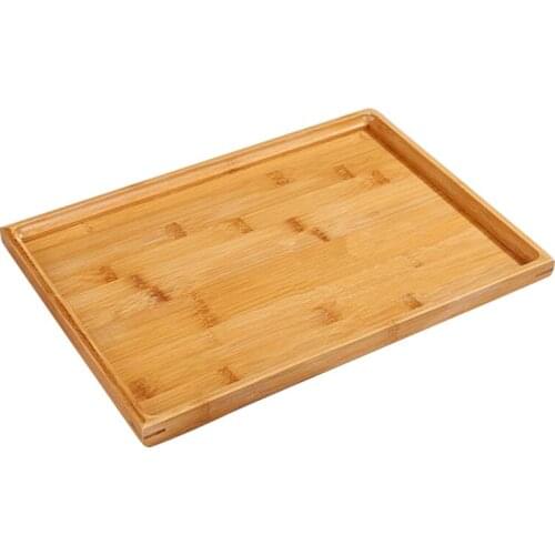Wooden Serving Tray Kung Fu Tea Cutlery Trays Storage Pallet Fruit Plate Decoration 6 Sizes Japanese Food Bamboo Rectangular 28x