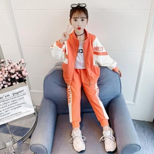 Girls Suits Coat +Pants Sets 2021 Casual Spring Summer High Quality Formal Party Outfits Sport Teenagers Kids Cotton Tracksuits