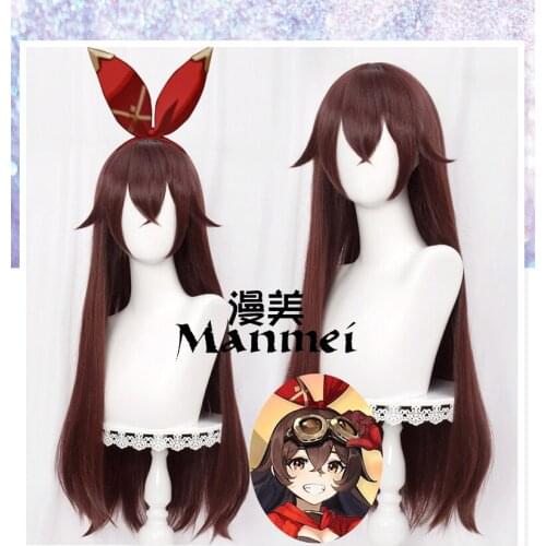 Hot Game Genshin Impact Amber Cosplay Wig Brown Hair Halloween Carnival Cosplay Party Props Accessories Game Fans Gift