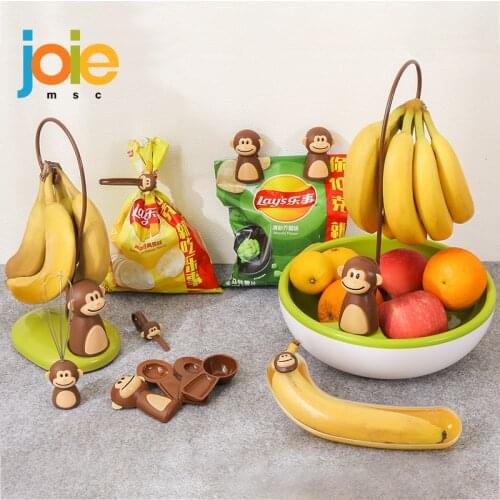 JOIE Monkey Series Banana Tree Hook Hanger Fruit Holder BPA Free Fruit Bowl Kitchen Storage Rack Stand Organizer Home Decor