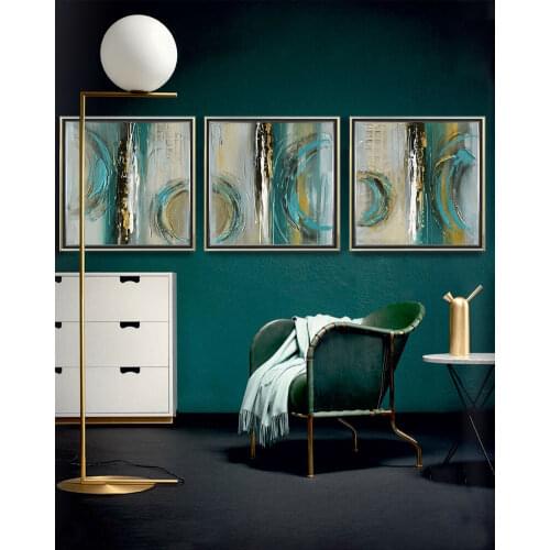 Modern abstract oil painting square 3 piece canvas art wall pictures for living room posters home decor