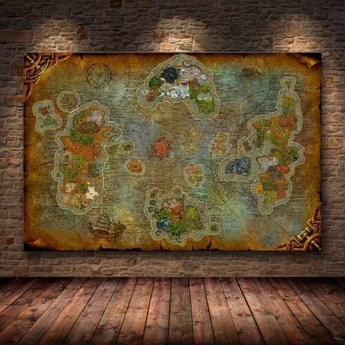 Unframed The Poster Decoration Painting of World of Warcraft 8.0 Map on HD Canvas Wall Pictures for Living Room oil painting