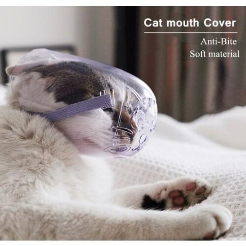 Cat Anti-bite Grooming Mask Adjustable Pet Kitten Hollow Breathable Mouth Mask Cover for Bathing Cleaning Cats Products for Pets