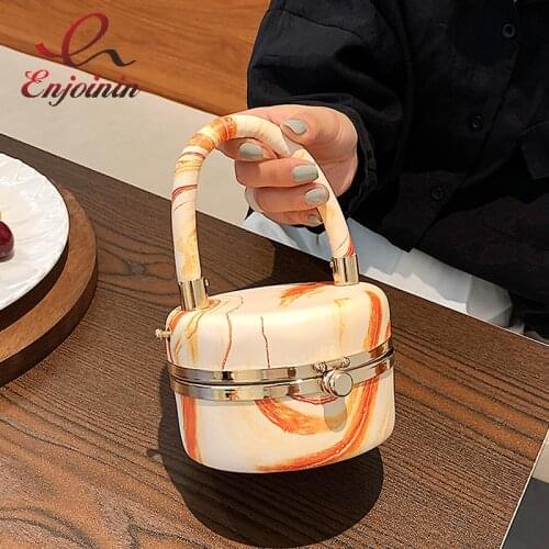 Mini Round Box Party Clutch Bag Watercolor Pattern Fashion Purses and Handbags for Women Simple Designer Bag Wedding Evening Bag