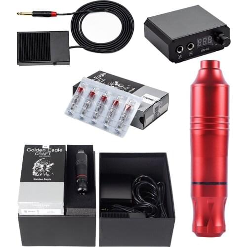 Professional Tattoo Machine Kit Sets motor tattoo gun machine kits Power Supply pedal needle cartridge