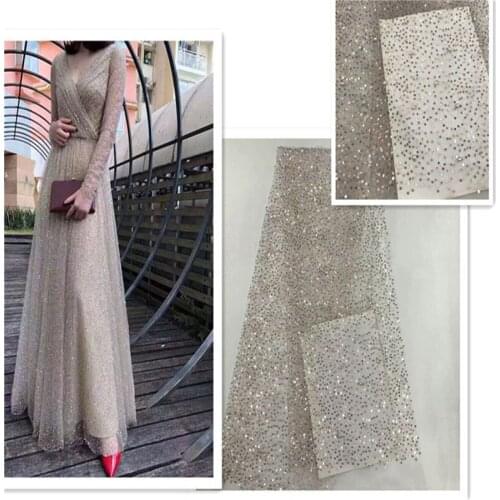 2019 Latest Nigerian Laces Fabrics With sequins white High Quality Tulle African Laces Fabric Wedding French Tulle Lace Fabric
