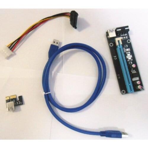 PCI-E PCI Express Riser Card 1x to 16x USB 3.0 Data Cable SATA to 4Pin IDE Molex Power Supply for BTC Miner Machine bitcoin 30cm