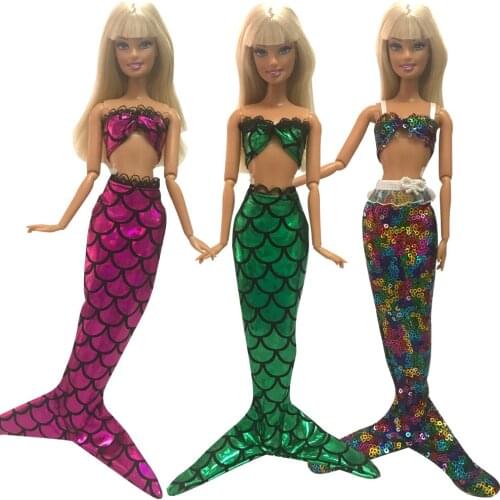 NK Princess Doll Party Dress Gown Skirt Mermaid Dress For Barbie Doll Child Favorite Gift Girl' Doll Cosplay Mermaid Tail JJ
