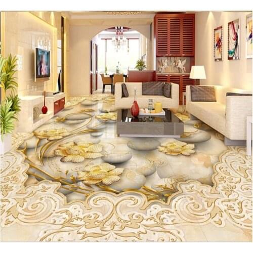 Custom photo 3d pvc flooring self adhesive vinyl wallpaper European classical marble pattern decor living room for wallpaper 3 d