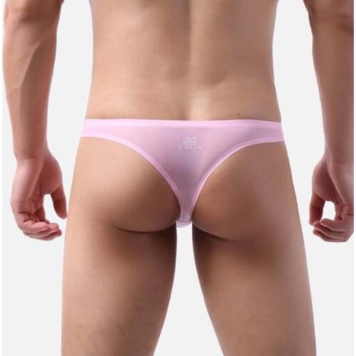 Sexy Men Underwear Seamless Briefs Ice Silk Ultra-Thin U Convex Panties Low-Rise Thong Men Breathable Gay Bikini Male Underpants