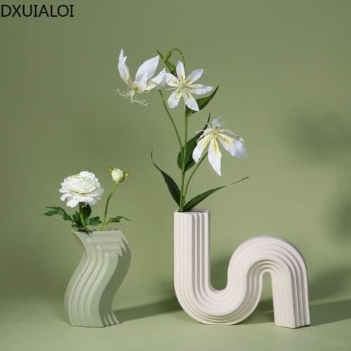 Nordic ceramic vase decoration modern geometric architectural style living room Ornaments home decoration flower vase gift