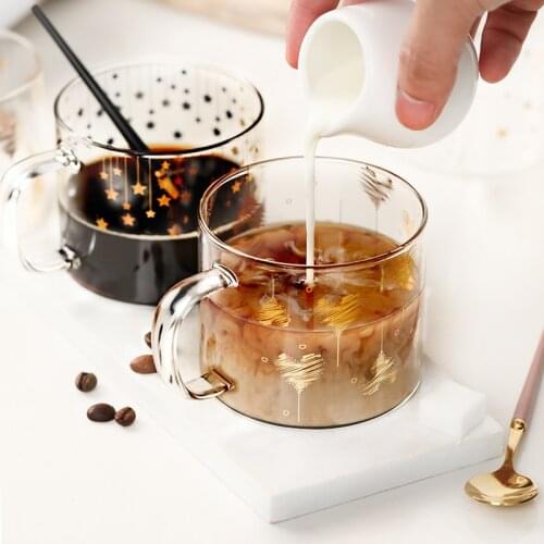 400ml Star Heart Letter Portrait Glass Mug Coffee Cup With Handle Couple Cups For Breakfast Milk Tea Juice Cold Brinkware Beer