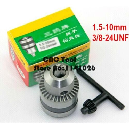 Key Type 1.5-10mm Capacity 3/8-24UNF Tapered Bore Drill Chucke ,Adaptor for Drills Power Tools,CNC