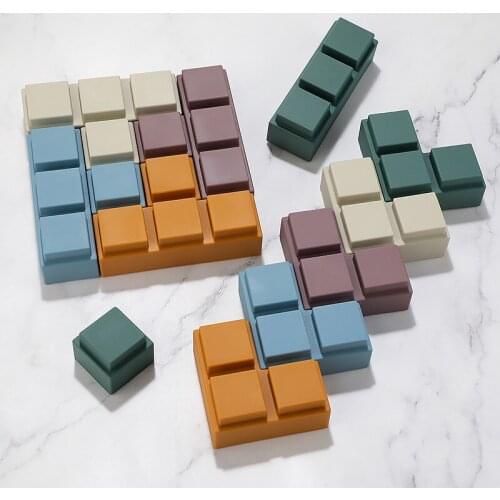 TYRY.HU Silicone Cube Blocks Building Block Silicone Teether Soft Jenga Building Blocks 3D Folding Educational Game Stacking toy