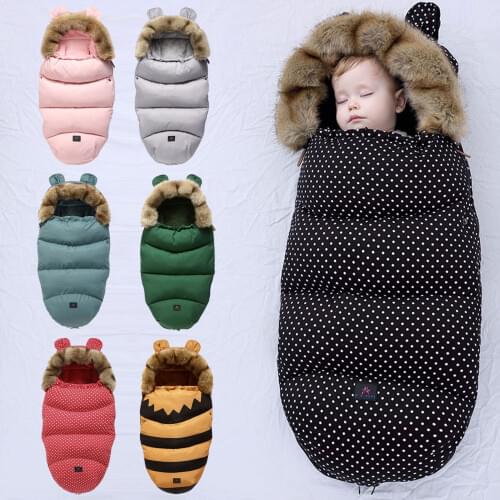 Windproof Warm Baby Stroller Footmuff Foot Cover Sleeping Bag with Detachable Hood for Infant Wheelchair Pushchairs Accessories