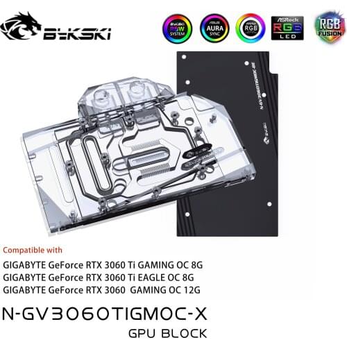 Bykski Water Block use for Gigabyte RTX 3060 Ti GAMING OC 8G GPU Card / Full Cover Copper Radiator Block