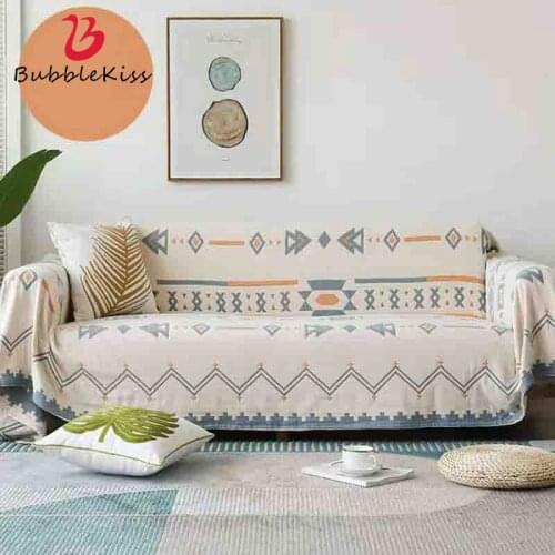 Bubble Kiss Four-Layer Pure Cotton Sofa Towel Living Room Sofa Decor Breathable Anti-Dirty Non-Slip Soft Comfort Couch Cover