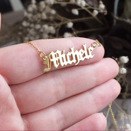 Gold Colour Old English Necklaces Personalized Custom Name Necklace For Women Men Jewelry Birthday Gifts