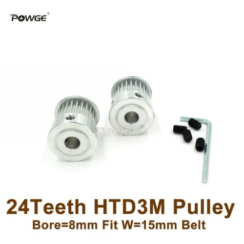 POWGE 24 Teeth 3M Timing Pulley Bore=8mm Fit Width=15mm HTD3M Belt 24T 24Teeth 3M Pulley CNC Engraving Machine