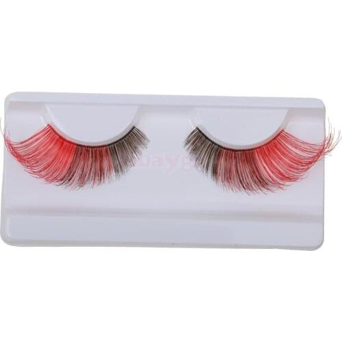 1 Pair Long Exaggerated False Eyelashes Costume Party Halloween Coffee+Red