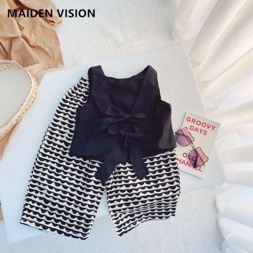 Toddler Girls Clothing Sets 2021 Summer Girls Clothes Halter bow vest+ Plaid pants 2pcs/set Outfit Kids Suit Children Clothing